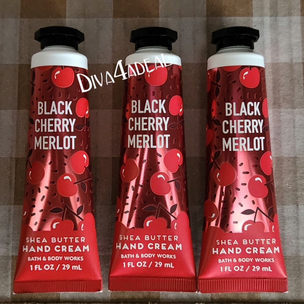 3X Bath & Body Works BLACK CHERRY MERLOT 1 oz Mini/Travel Size Hand Creams
